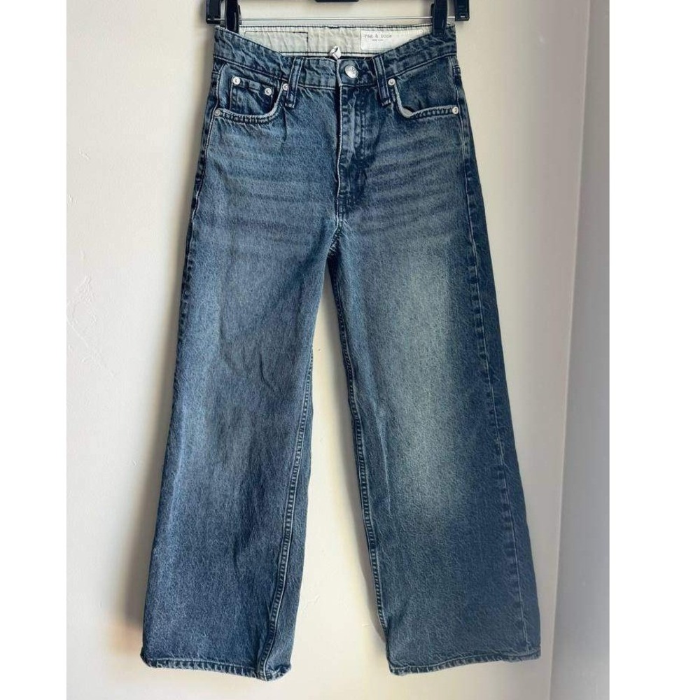 rag and bone Andi High Rise Ankle Wide Leg Jeans M Luxury Denim 24 Cottagecore - Picture 2 of 7